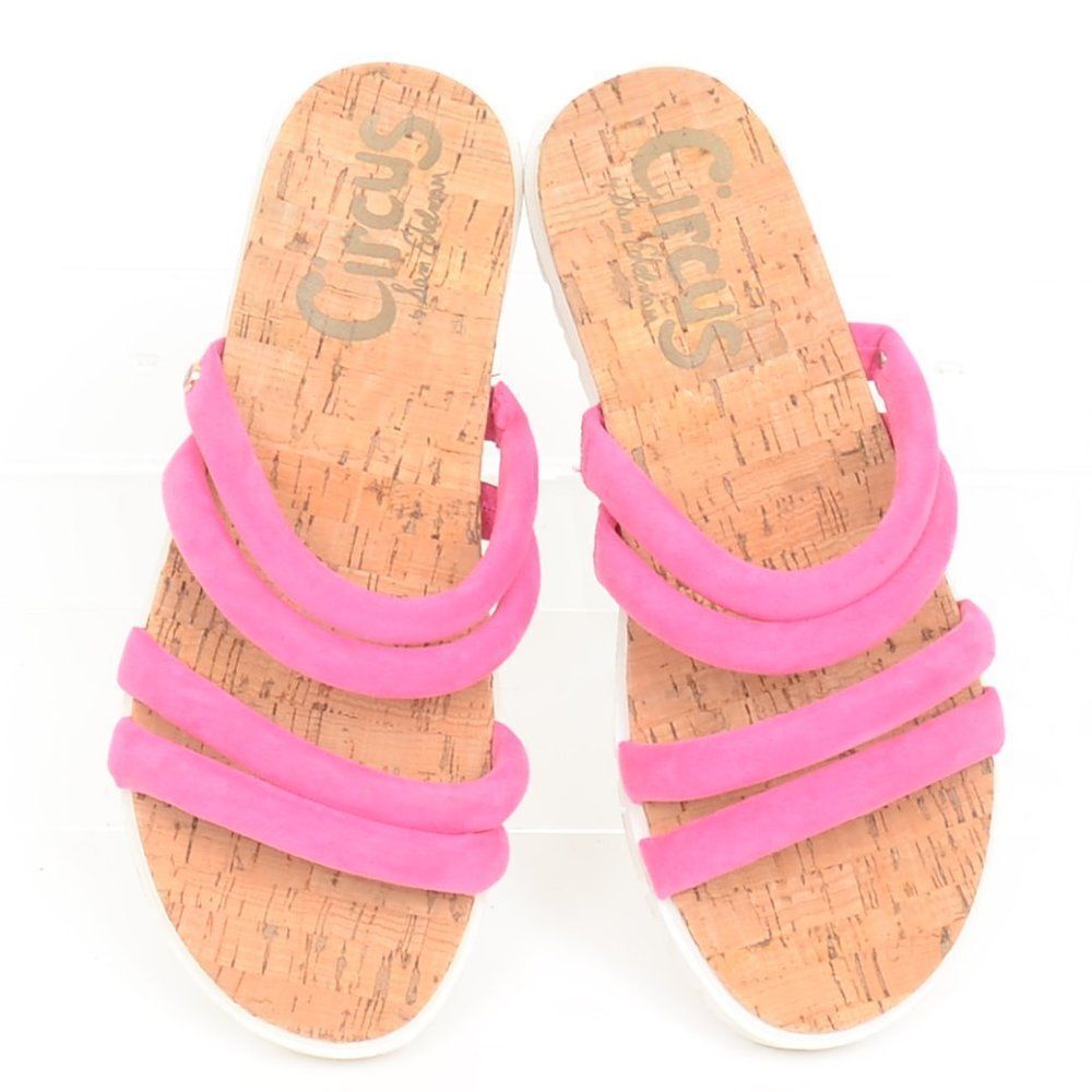 CIRCUS BY SAM EDELMAN Narina Flat Sandals Women's Size‎ 7 Hot Pink Slide Slip On